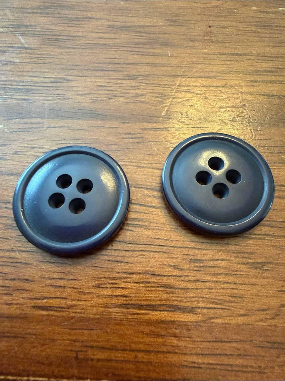 Large Matte Black 4-Hole Coat Buttons - Set of 2
